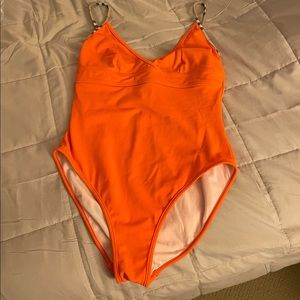 Orange Burberry One Piece Swimsuit